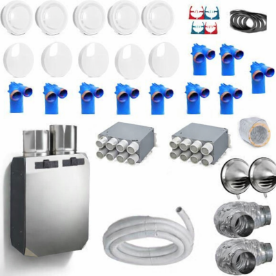 Kit de ventilación doble flujo con recuperación de calor para viviendas hasta 150 m²