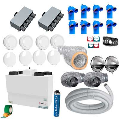 Sistema ventilación doble flujo en kit viviendas 100m² adosados