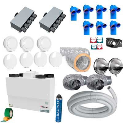 Sistema ventilación doble flujo en kit viviendas 100m²